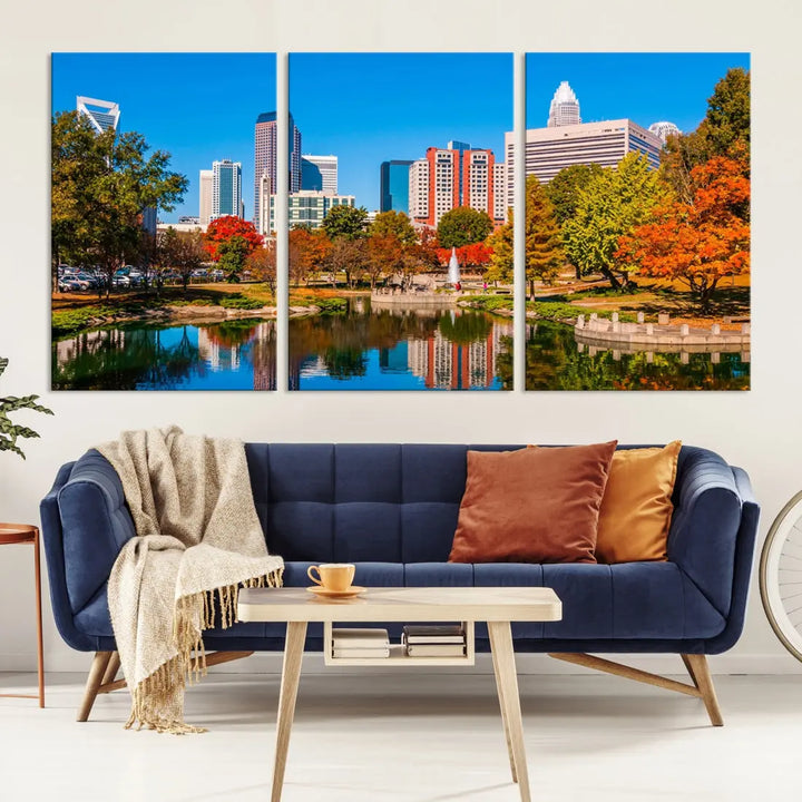 Charlotte City Photo Print Framed Canvas Wall Art Cityscape Wall Decor