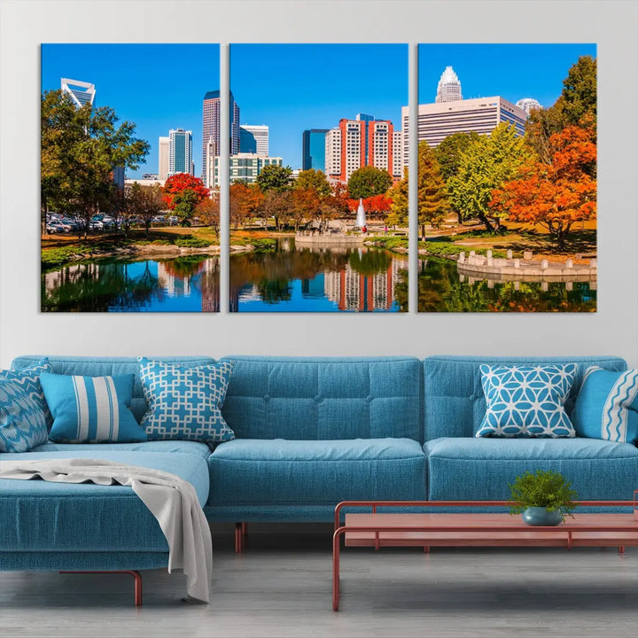 Charlotte City Photo Print Framed Canvas Wall Art Cityscape Wall Decor