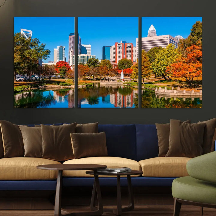 Charlotte City Photo Print Framed Canvas Wall Art Cityscape Wall Decor