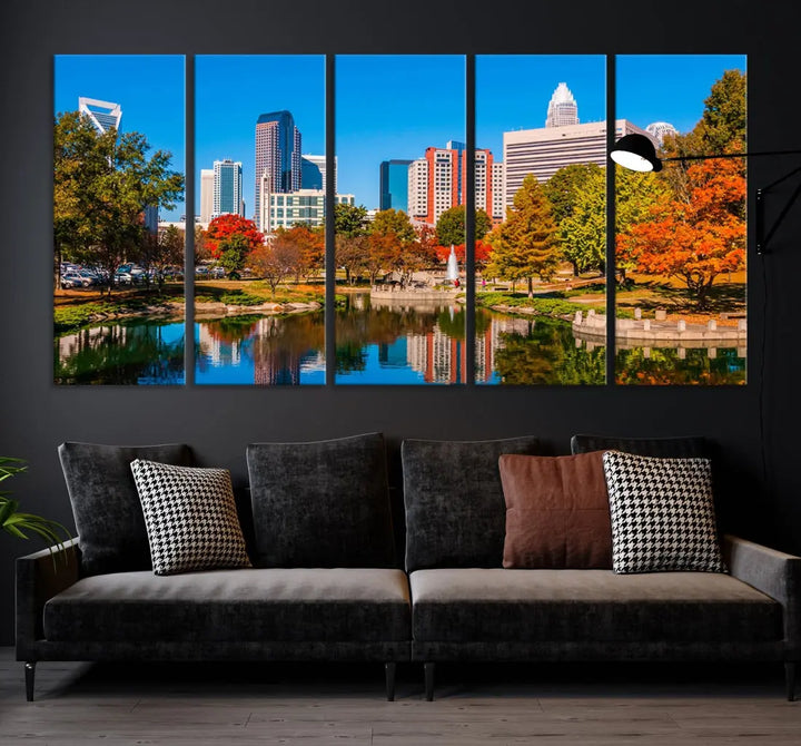 Charlotte City Photo Print Framed Canvas Wall Art Cityscape Wall Decor