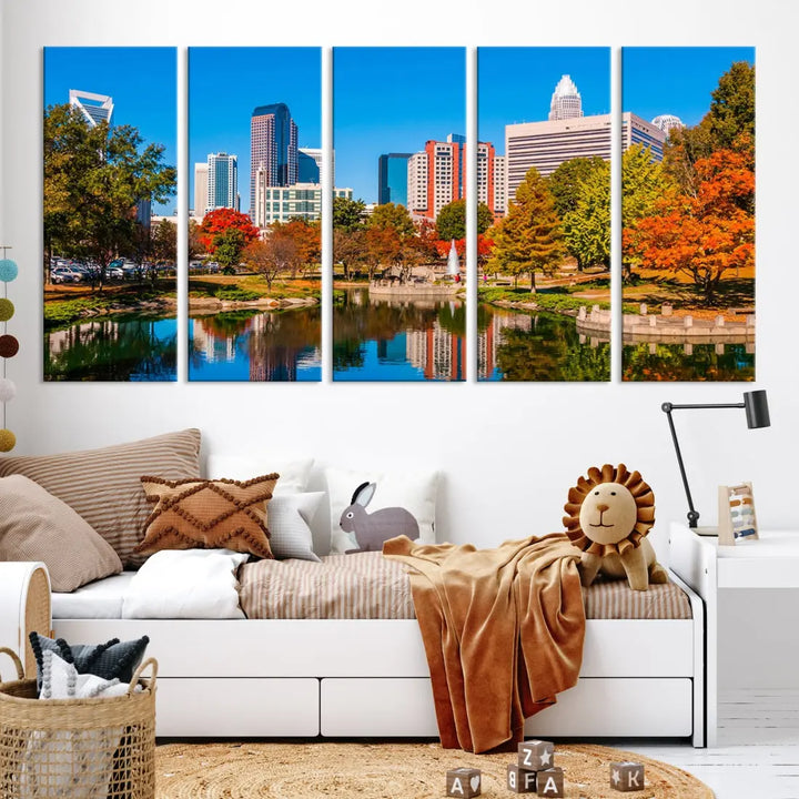 Charlotte City Photo Print Framed Canvas Wall Art Cityscape Wall Decor