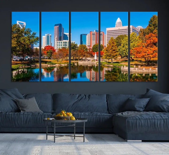 Charlotte City Photo Print Framed Canvas Wall Art Cityscape Wall Decor