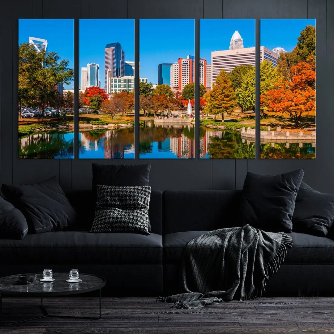 Charlotte City Photo Print Framed Canvas Wall Art Cityscape Wall Decor