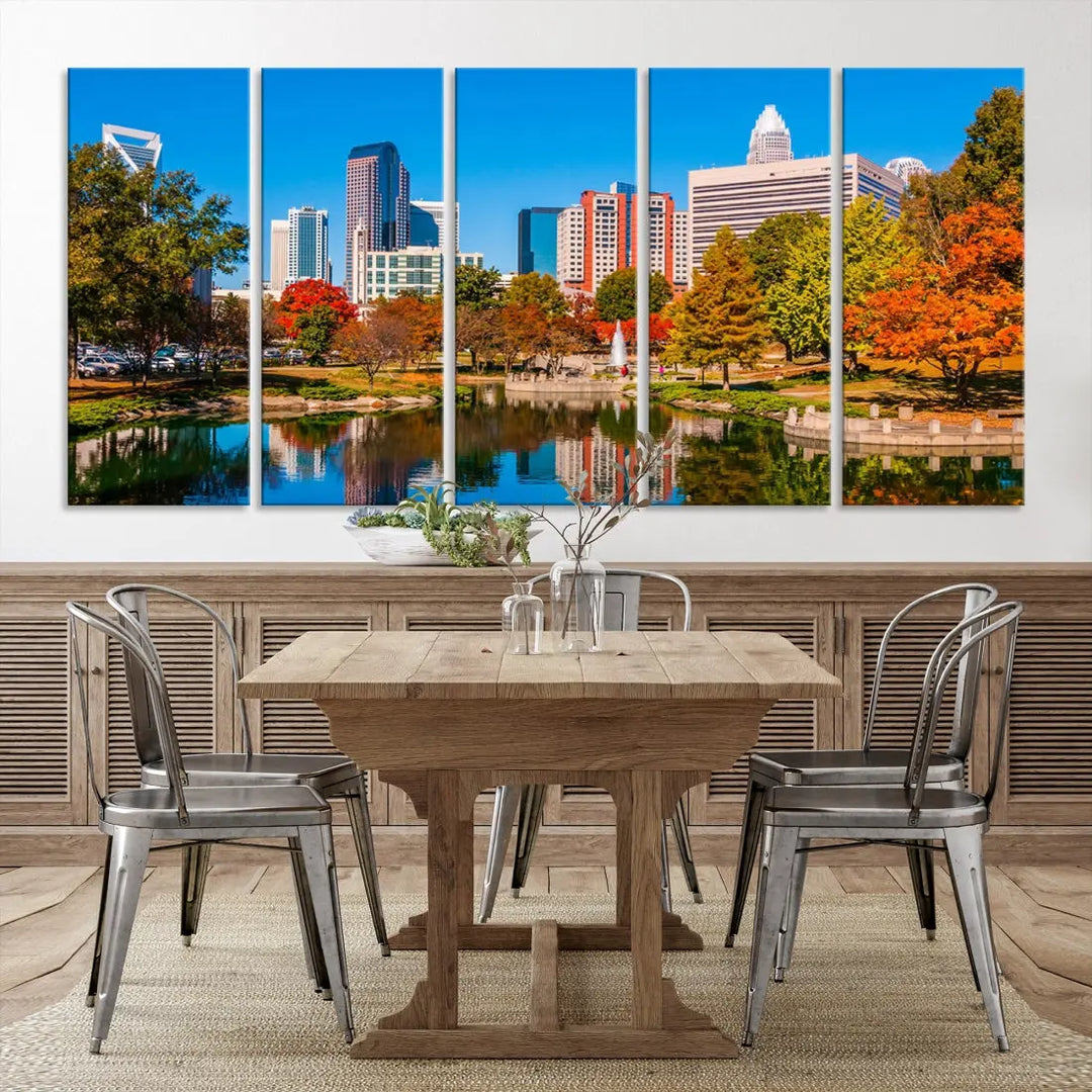 Charlotte City Photo Print Framed Canvas Wall Art Cityscape Wall Decor