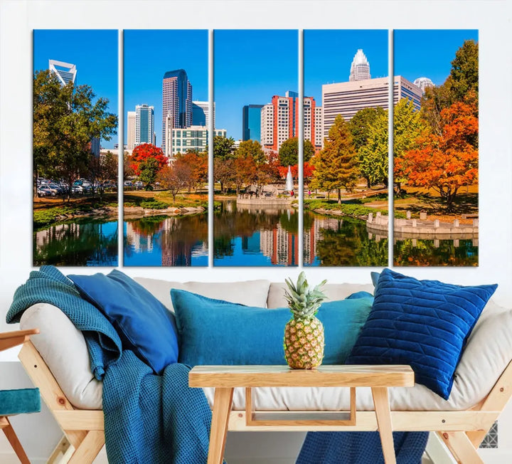 Charlotte City Photo Print Framed Canvas Wall Art Cityscape Wall Decor