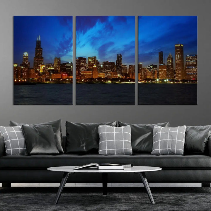 Chicago City Skyline Cityscape Large Wall Art Canvas Print