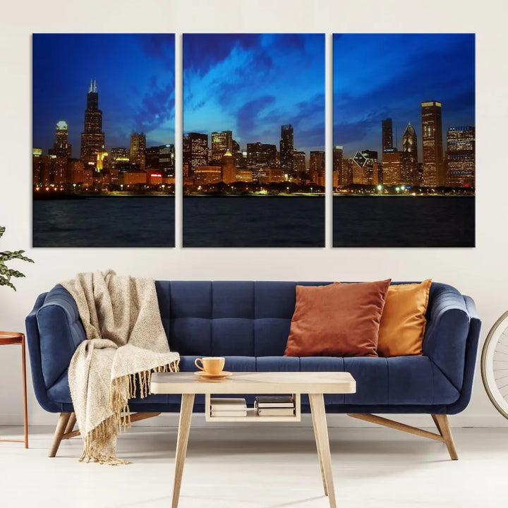 Chicago City Skyline Cityscape Large Wall Art Canvas Print