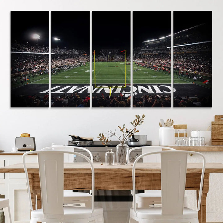 Cincinnati Bearcats Football Team Print - Nippert Stadium Wall Art Canvas Print