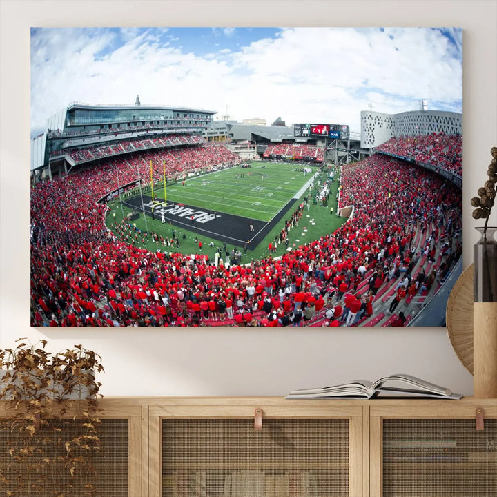 Cincinnati Bearcats Football Team Print - Nippert Stadium Wall Art Canvas Print