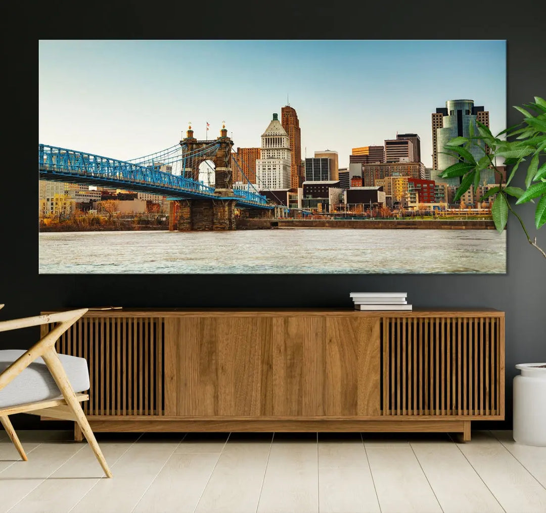 Cincinnati City Morning Skyline Cityscape Wall Art Canvas Print Apartment Decor