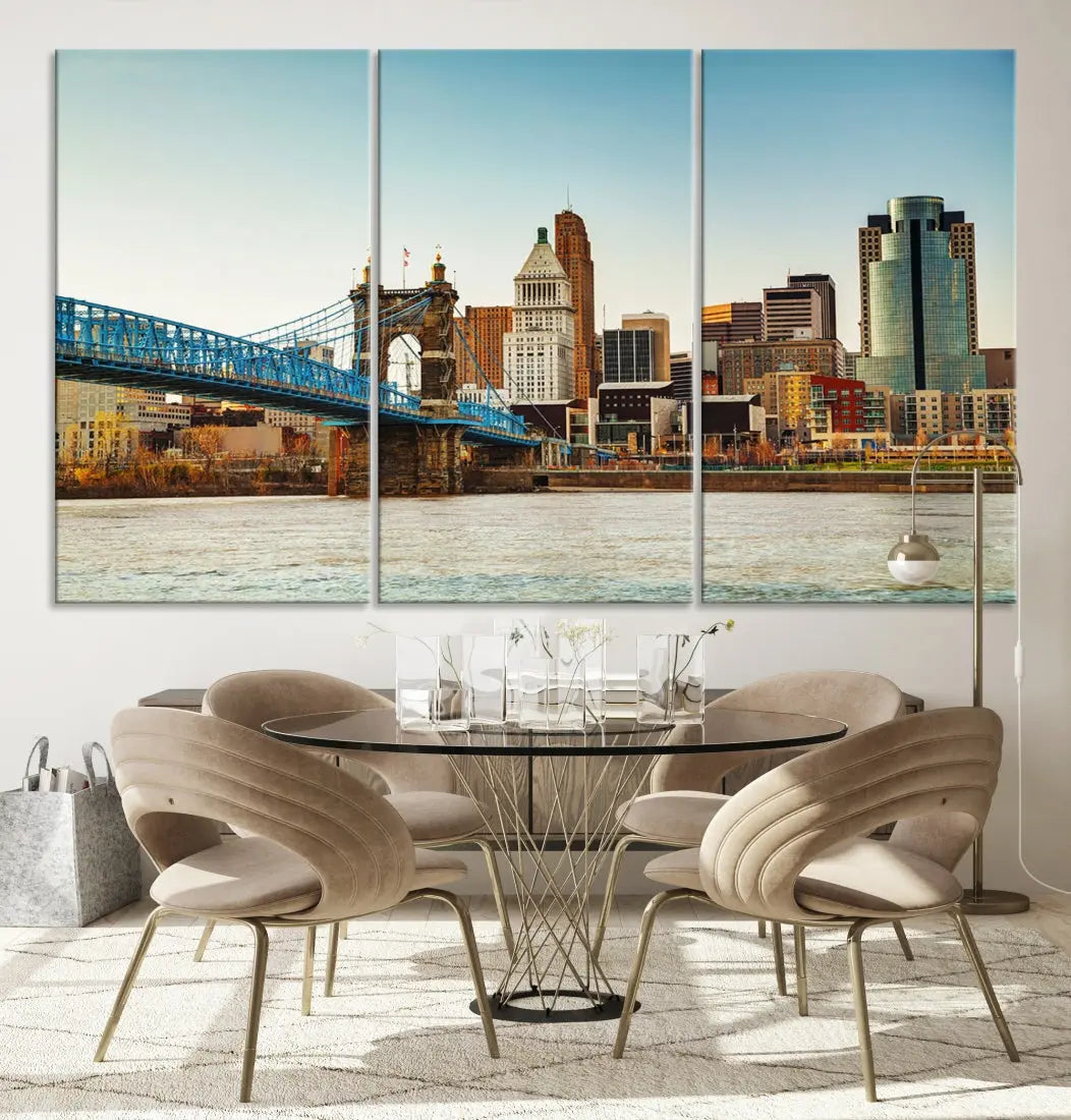 Cincinnati City Morning Skyline Cityscape Wall Art Canvas Print Apartment Decor