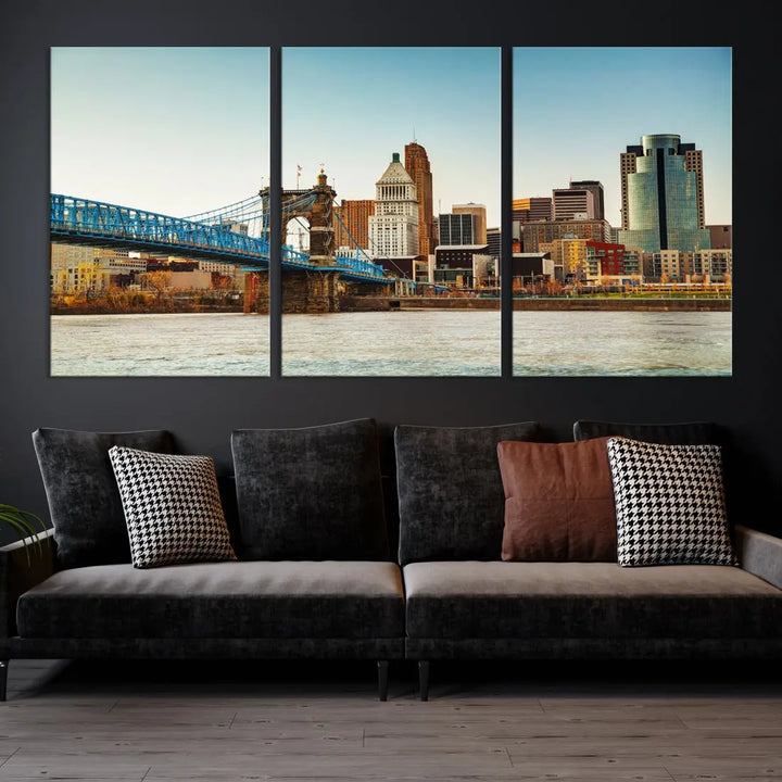 Cincinnati City Morning Skyline Cityscape Wall Art Canvas Print Apartment Decor