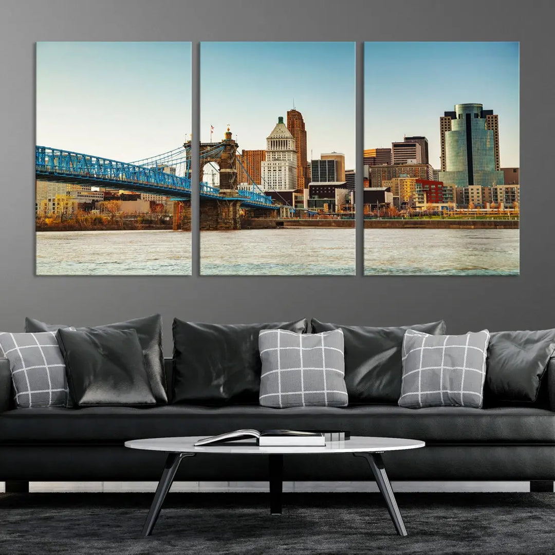 Cincinnati City Morning Skyline Cityscape Wall Art Canvas Print Apartment Decor