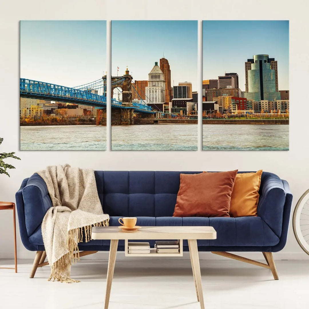 Cincinnati City Morning Skyline Cityscape Wall Art Canvas Print Apartment Decor