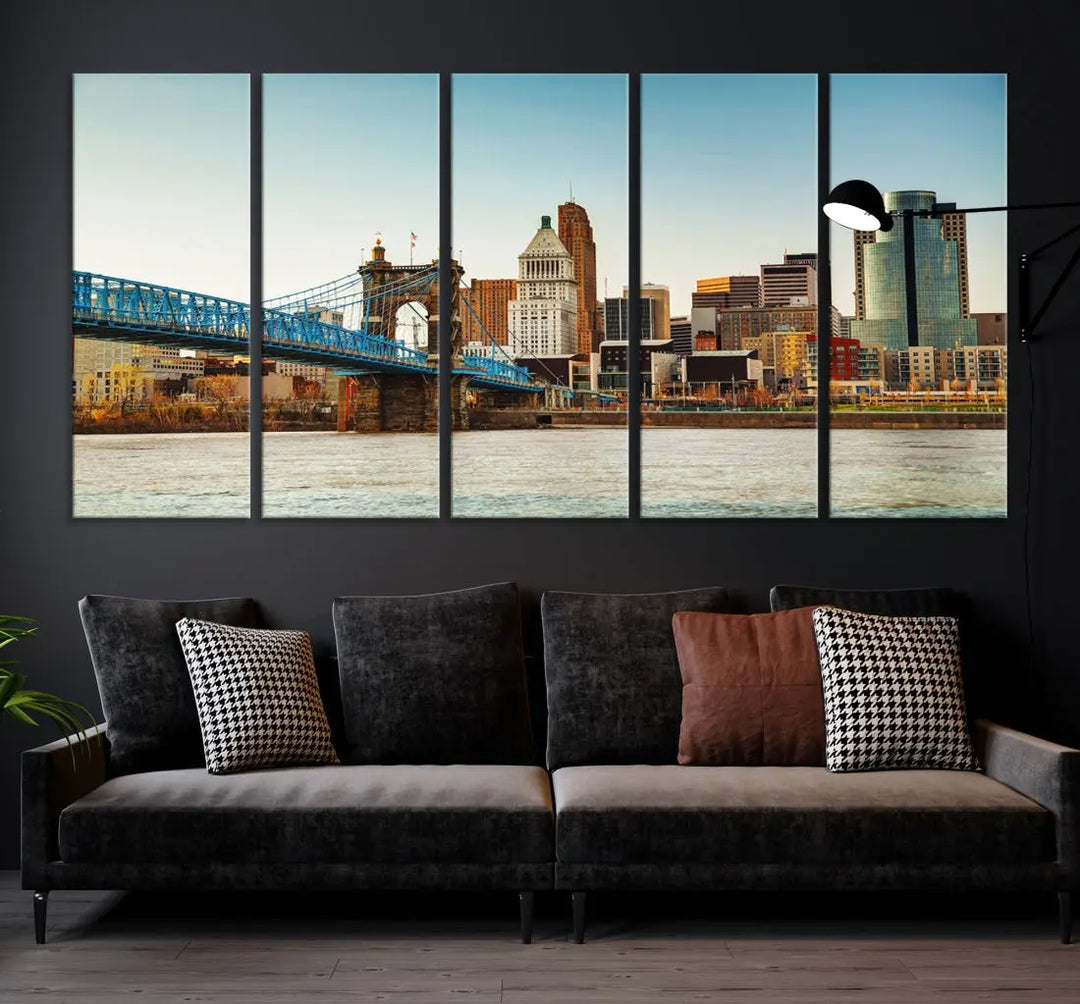 Cincinnati City Morning Skyline Cityscape Wall Art Canvas Print Apartment Decor