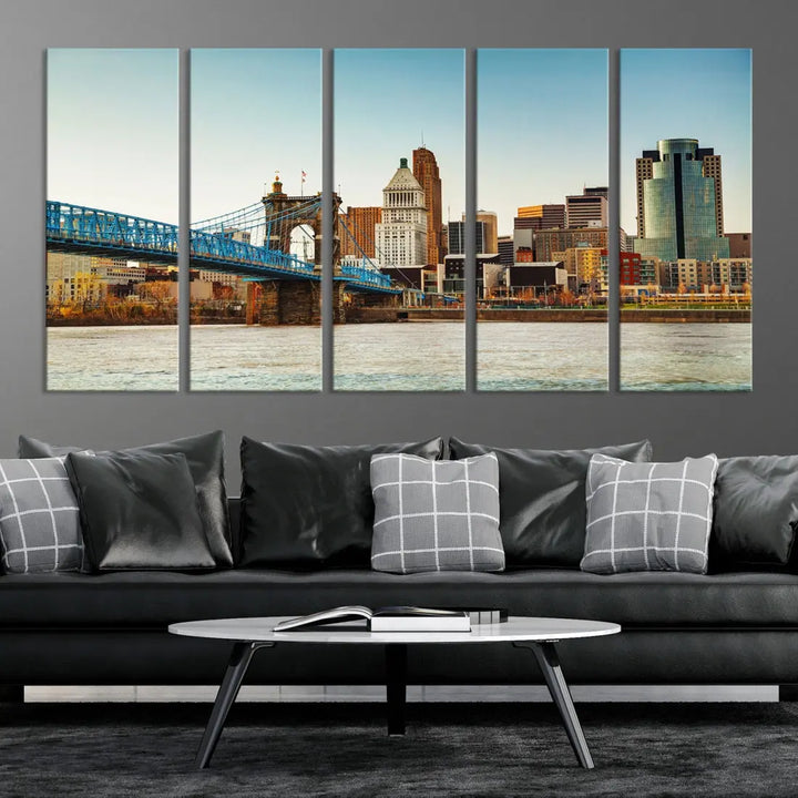 Cincinnati City Morning Skyline Cityscape Wall Art Canvas Print Apartment Decor