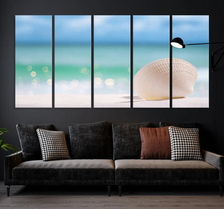 Close-up Seashell on Beach Ocean Canvas Wall Art Print