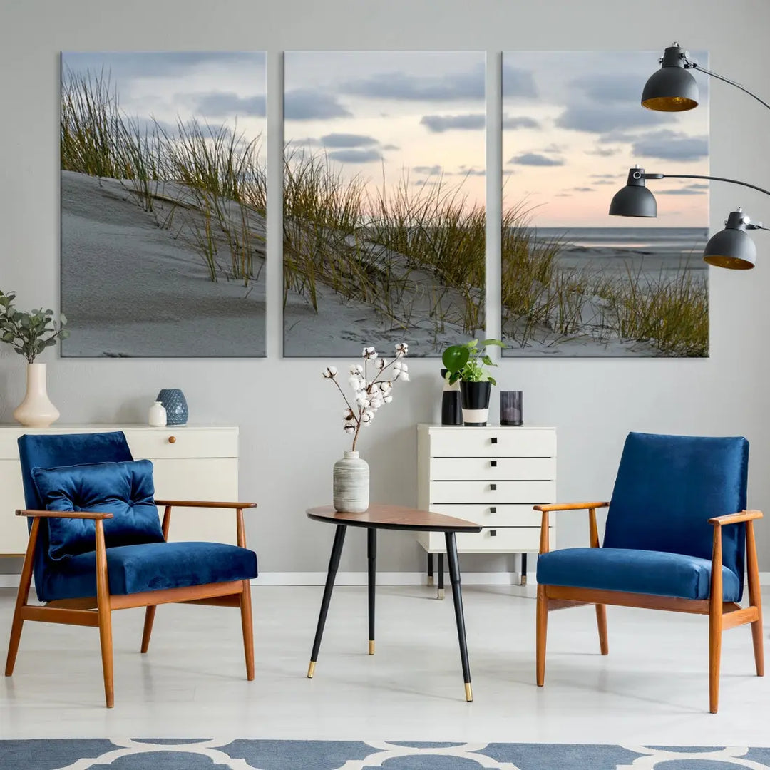 Coastal Ocean Landscape Beach Wall Art Canvas Print Sunset Artwork Print Coastal Wall Art