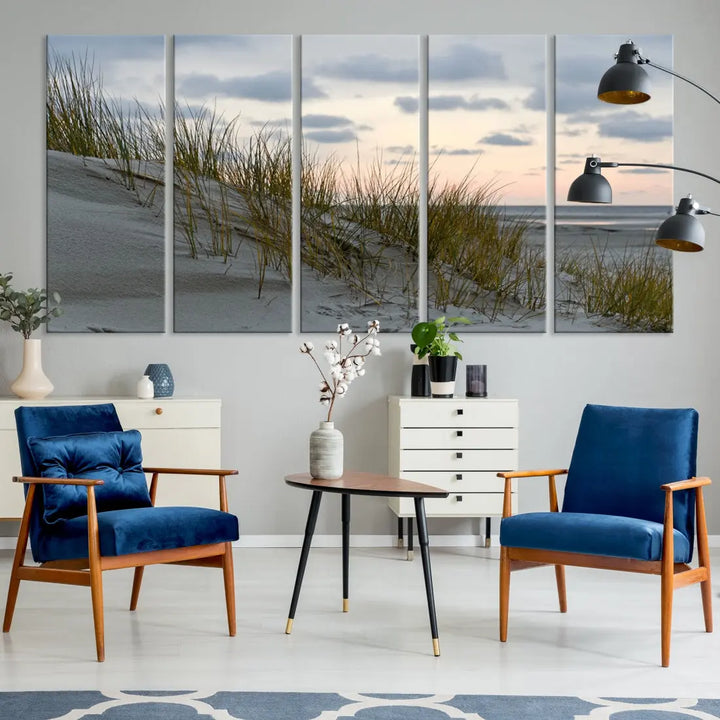 Coastal Ocean Landscape Beach Wall Art Canvas Print Sunset Artwork Print Coastal Wall Art