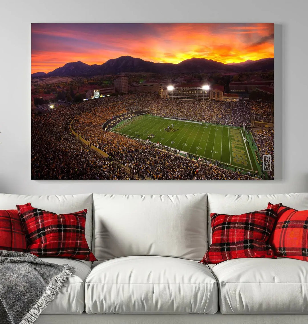 Colorado Buffaloes Football Team Print - Boulder Folsom Field Stadium Wall Art Canvas Print