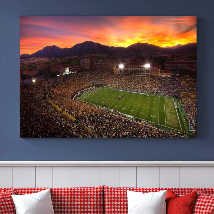 Colorado Buffaloes Football Team Print - Boulder Folsom Field Stadium Wall Art Canvas Print