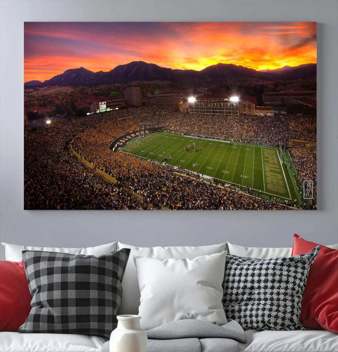 Colorado Buffaloes Football Team Print - Boulder Folsom Field Stadium Wall Art Canvas Print