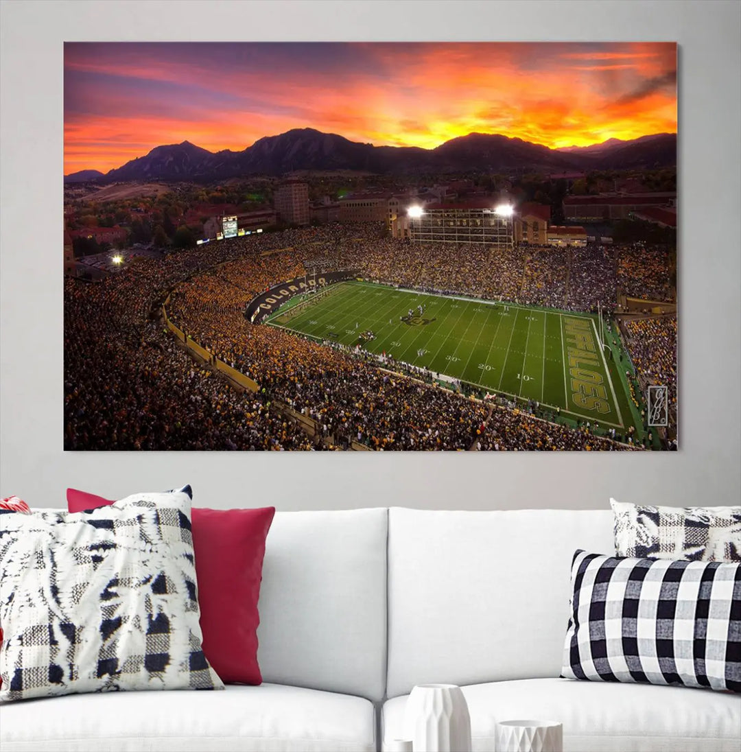 Colorado Buffaloes Football Team Print - Boulder Folsom Field Stadium Wall Art Canvas Print