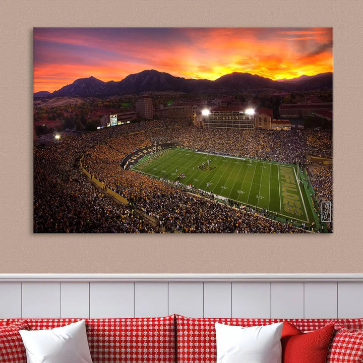 Colorado Buffaloes Football Team Print - Boulder Folsom Field Stadium Wall Art Canvas Print