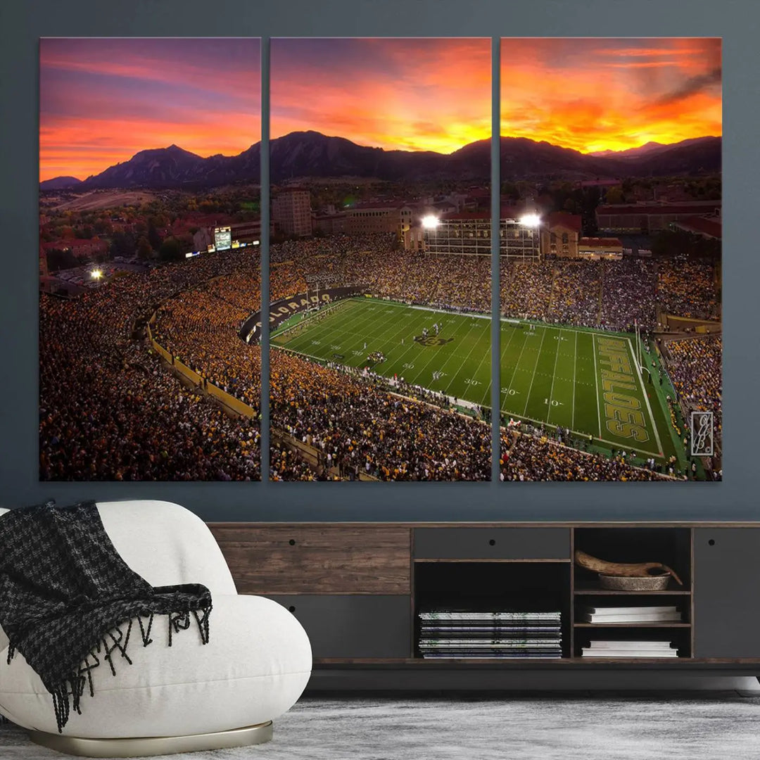 Colorado Buffaloes Football Team Print - Boulder Folsom Field Stadium Wall Art Canvas Print