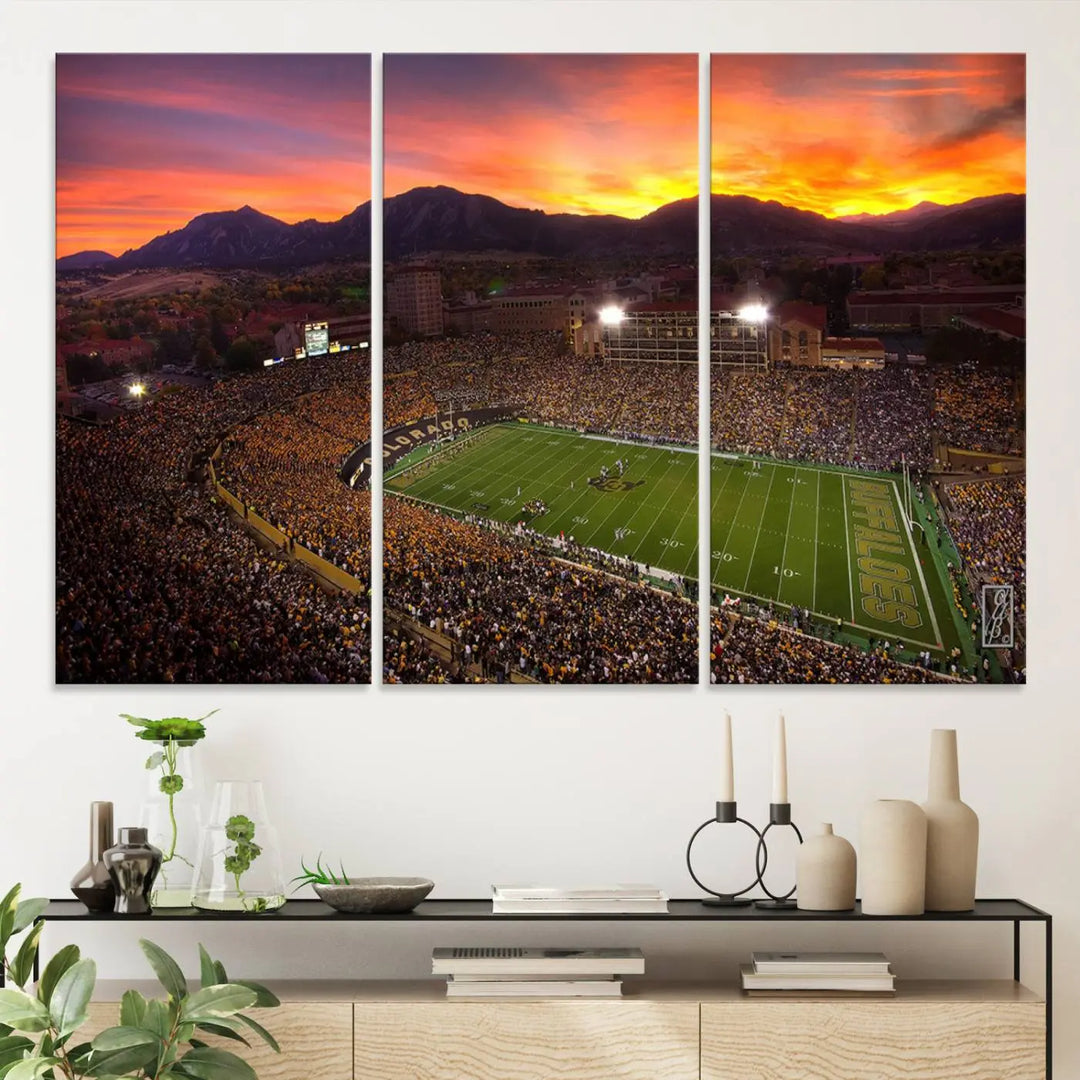 Colorado Buffaloes Football Team Print - Boulder Folsom Field Stadium Wall Art Canvas Print