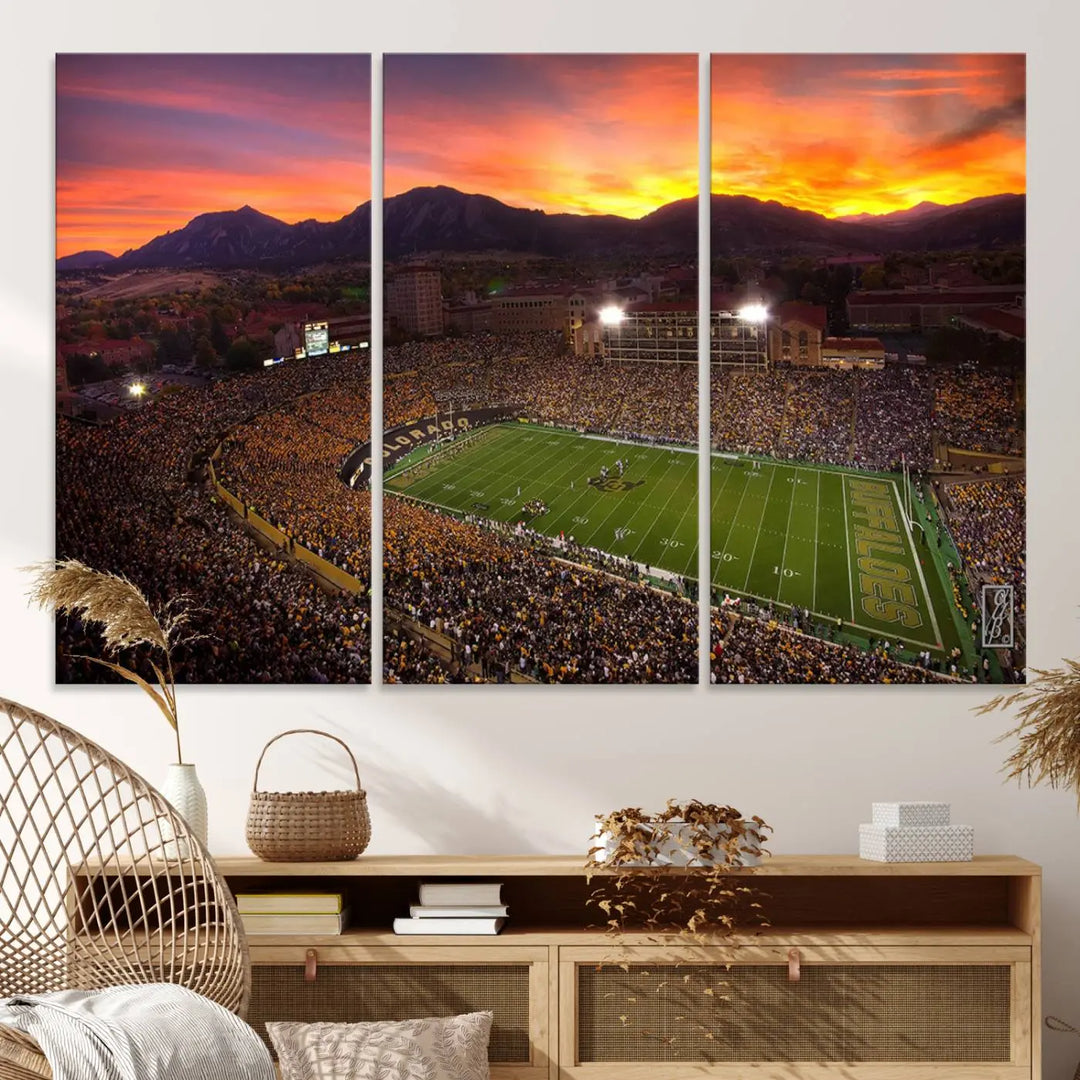 Colorado Buffaloes Football Team Print - Boulder Folsom Field Stadium Wall Art Canvas Print