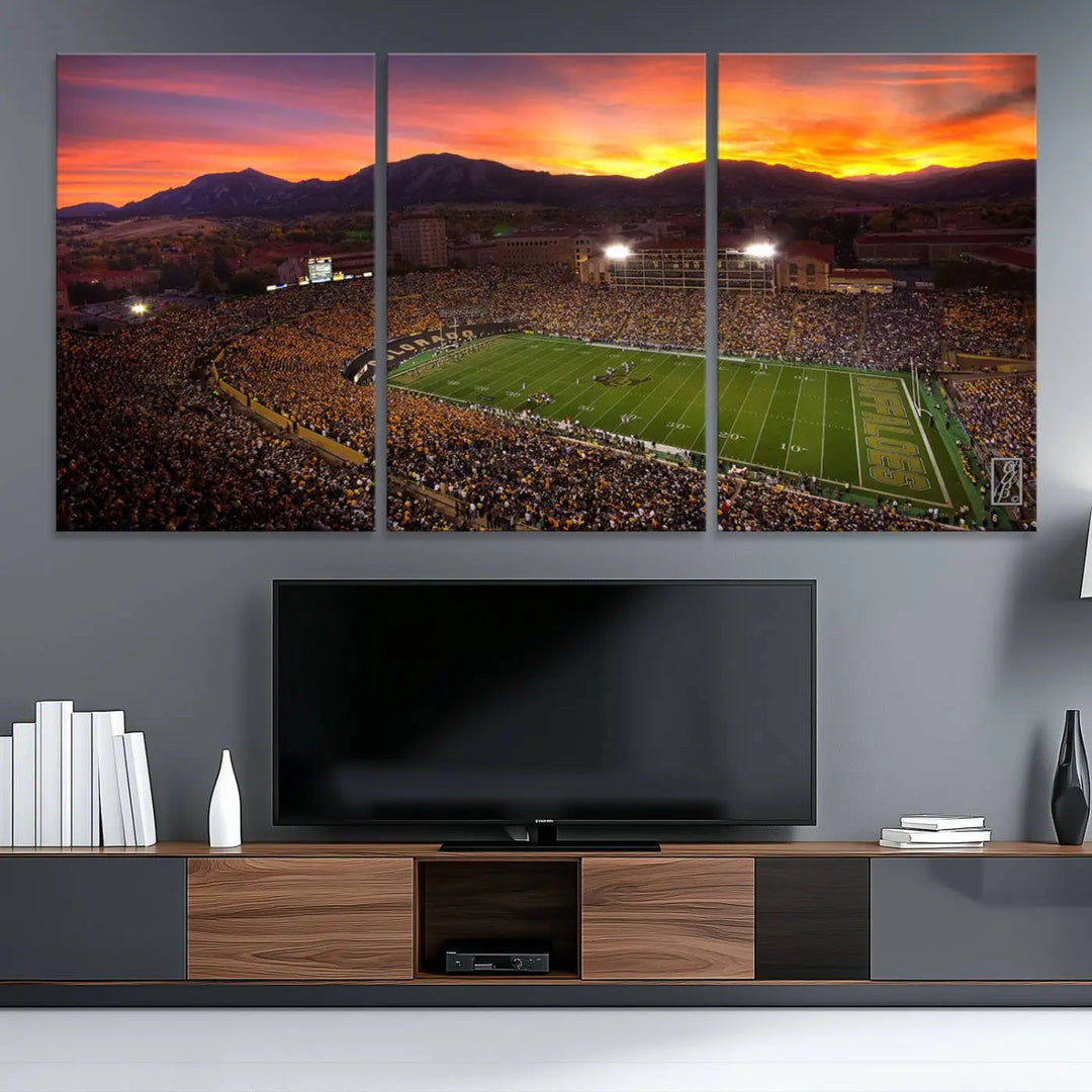 Colorado Buffaloes Football Team Print - Boulder Folsom Field Stadium Wall Art Canvas Print