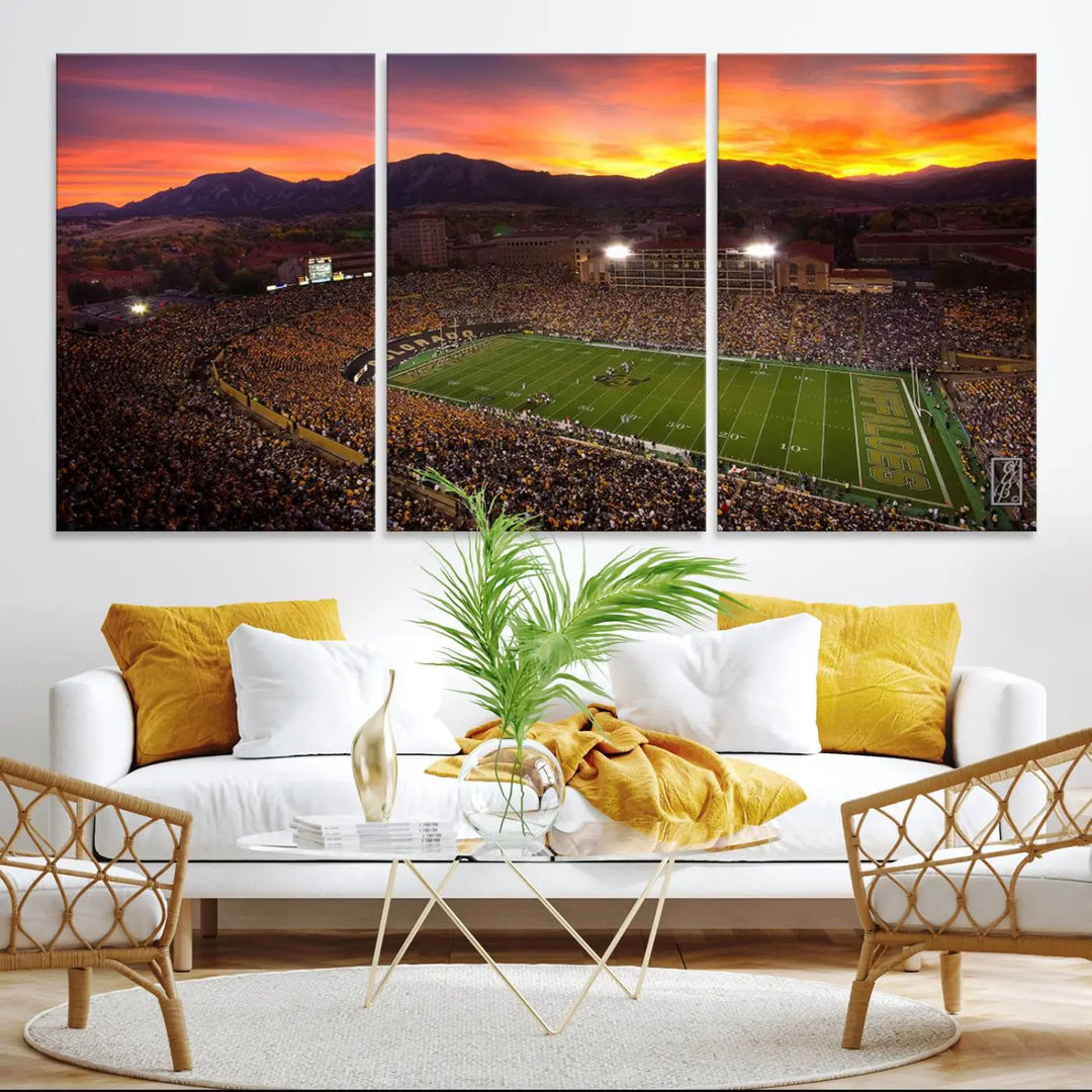 Colorado Buffaloes Football Team Print - Boulder Folsom Field Stadium Wall Art Canvas Print