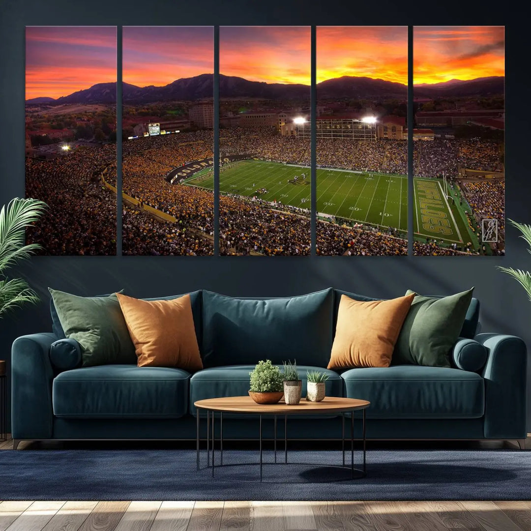 Colorado Buffaloes Football Team Print - Boulder Folsom Field Stadium Wall Art Canvas Print