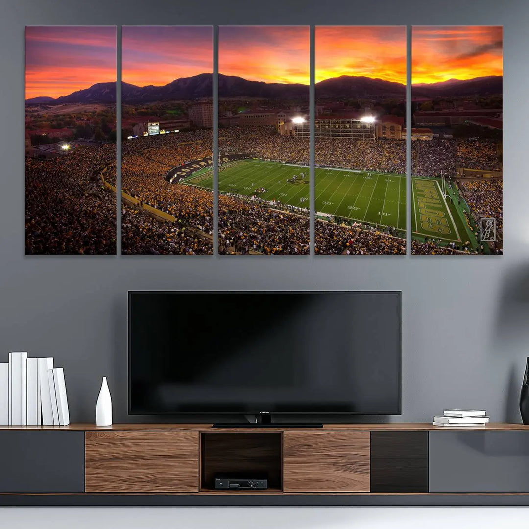 Colorado Buffaloes Football Team Print - Boulder Folsom Field Stadium Wall Art Canvas Print