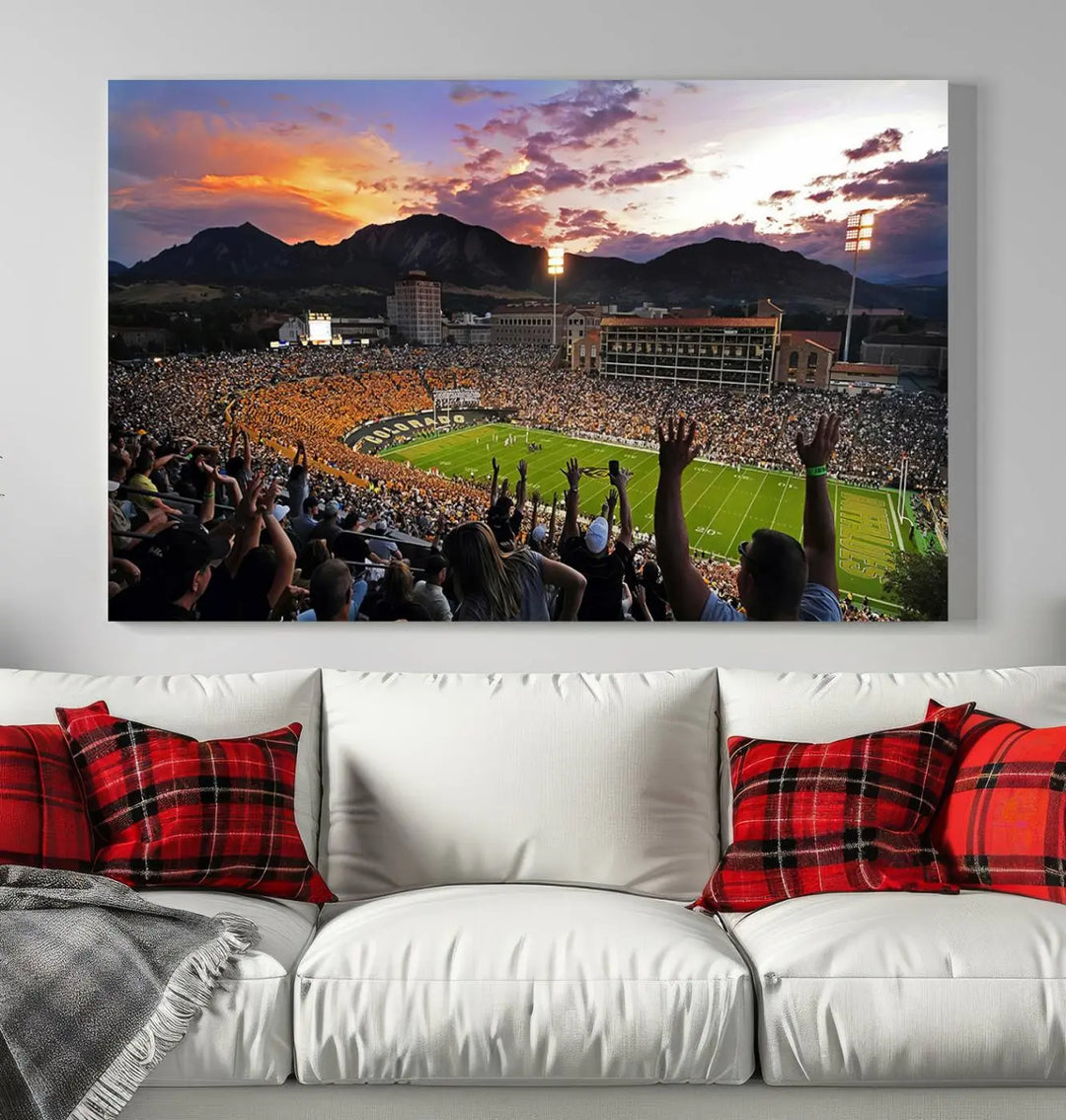 Colorado Buffaloes Football Team Print - Boulder Folsom Field Stadium Wall Art Canvas Print