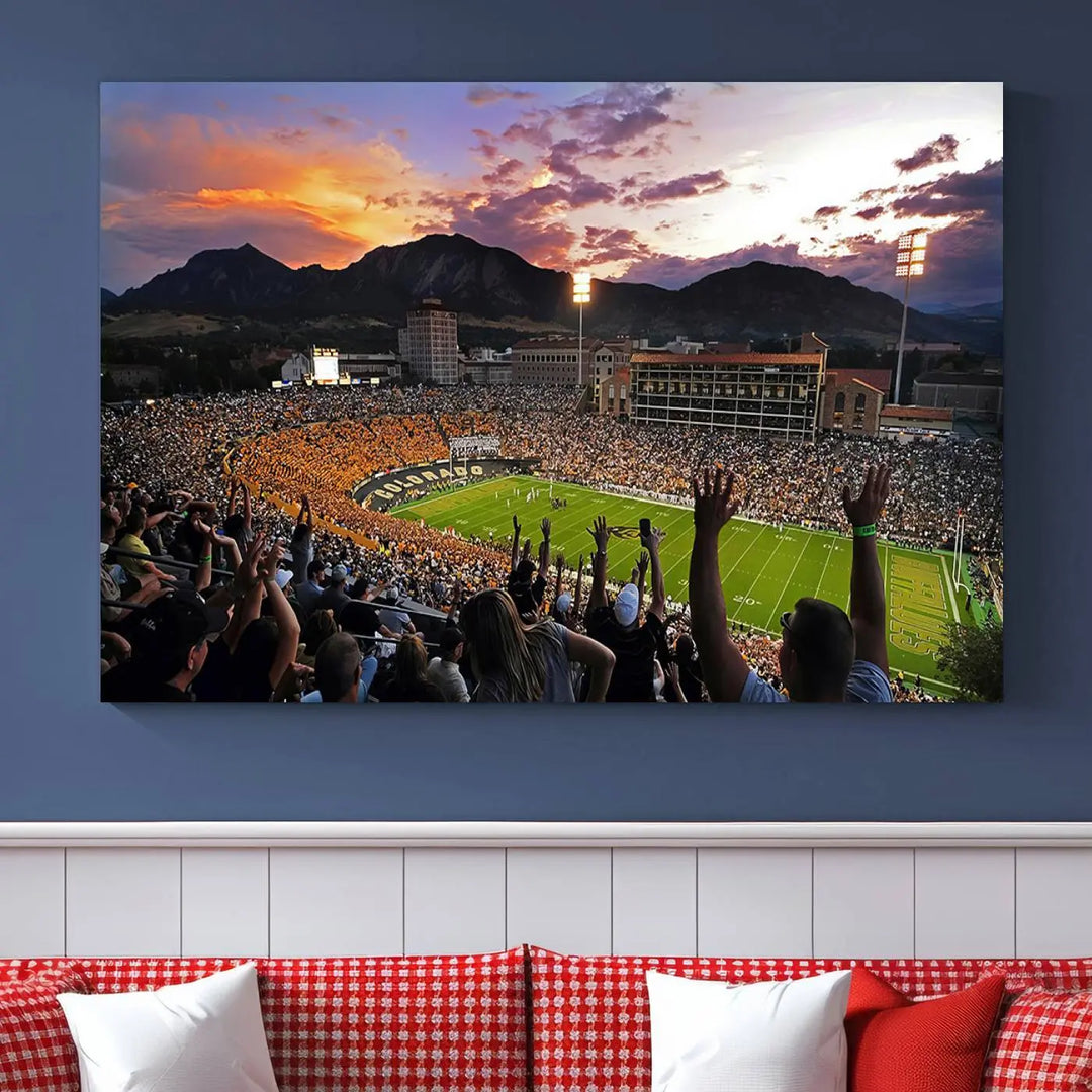 Colorado Buffaloes Football Team Print - Boulder Folsom Field Stadium Wall Art Canvas Print