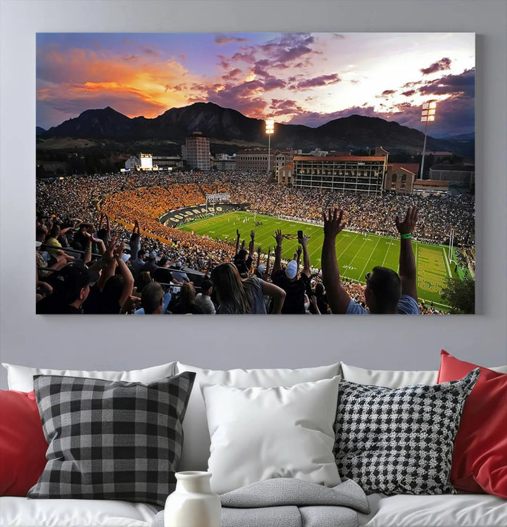 Colorado Buffaloes Football Team Print - Boulder Folsom Field Stadium Wall Art Canvas Print