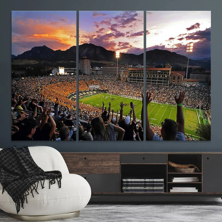 Colorado Buffaloes Football Team Print - Boulder Folsom Field Stadium Wall Art Canvas Print