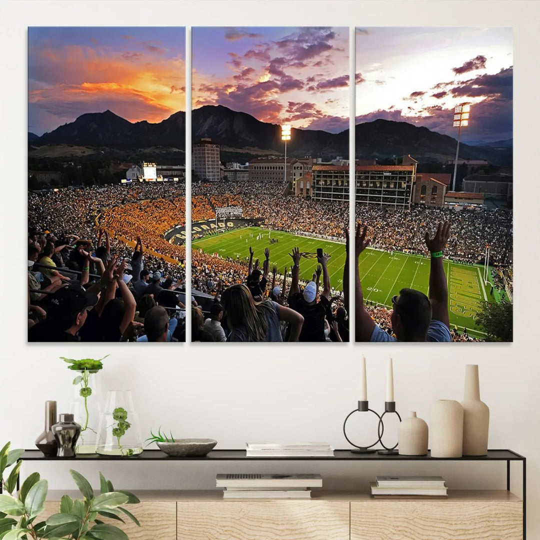 Colorado Buffaloes Football Team Print - Boulder Folsom Field Stadium Wall Art Canvas Print