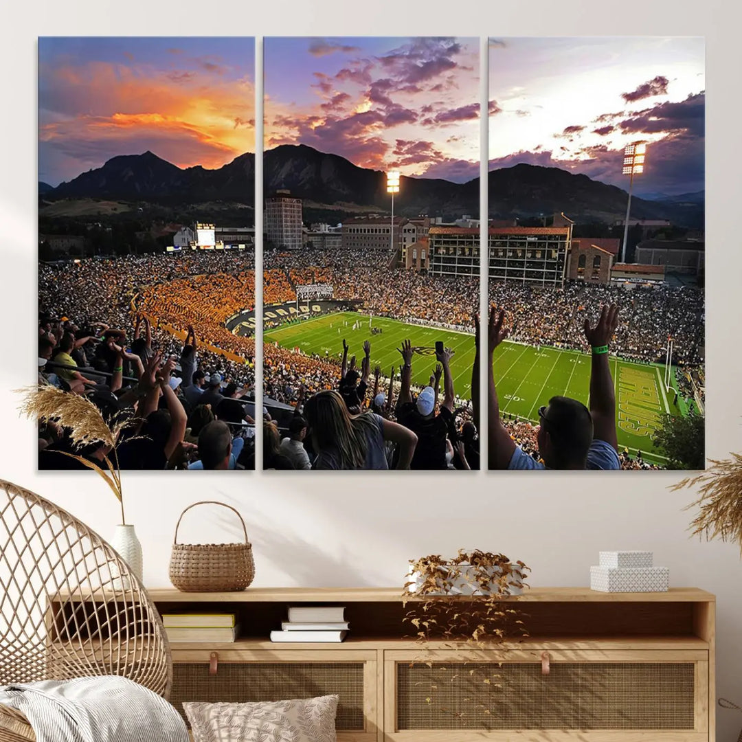 Colorado Buffaloes Football Team Print - Boulder Folsom Field Stadium Wall Art Canvas Print