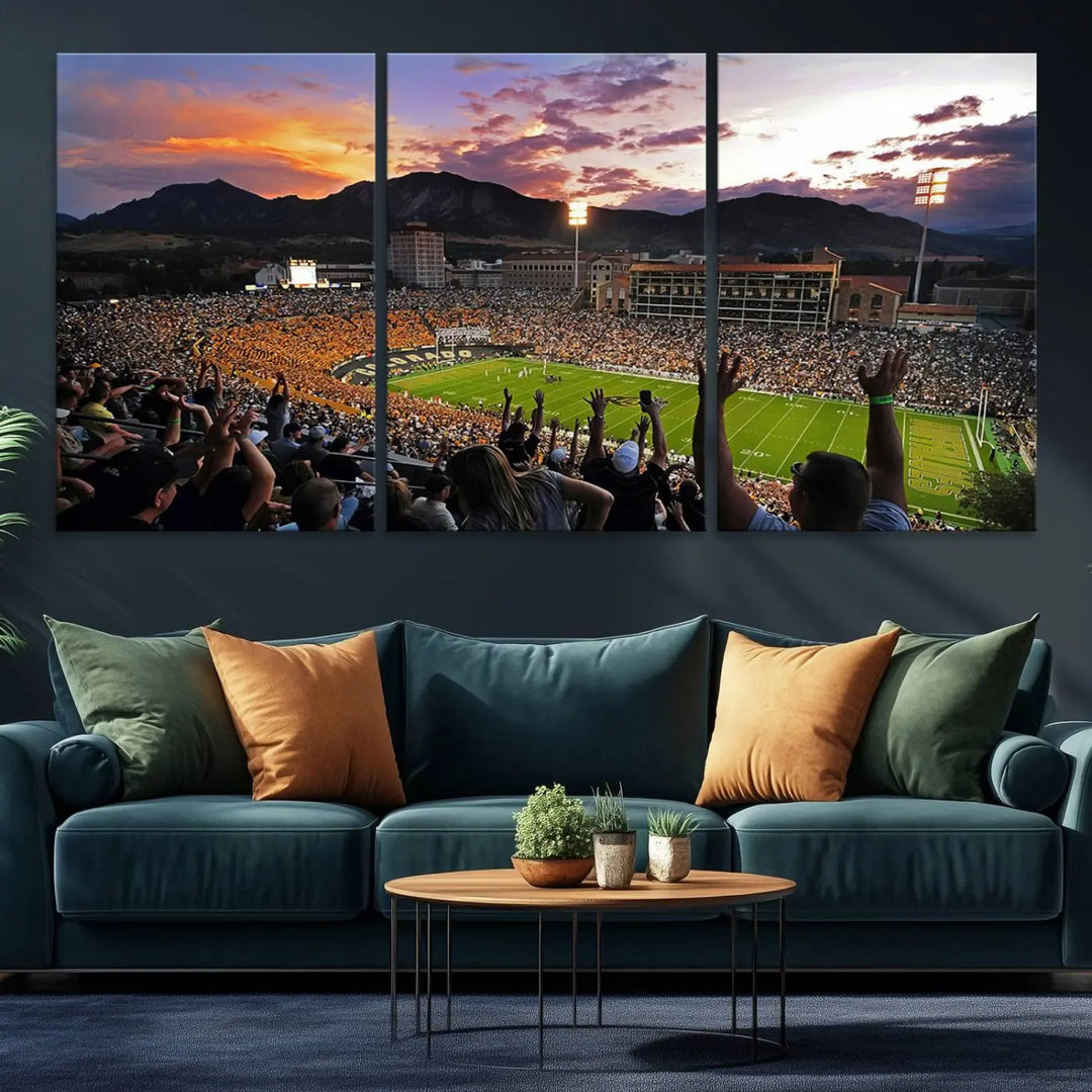 Colorado Buffaloes Football Team Print - Boulder Folsom Field Stadium Wall Art Canvas Print