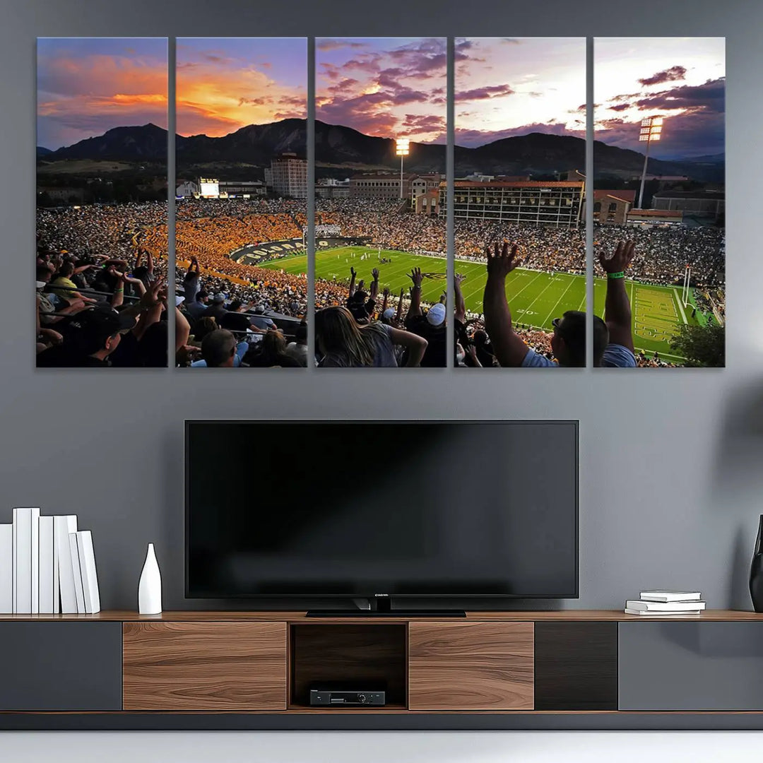 Colorado Buffaloes Football Team Print - Boulder Folsom Field Stadium Wall Art Canvas Print