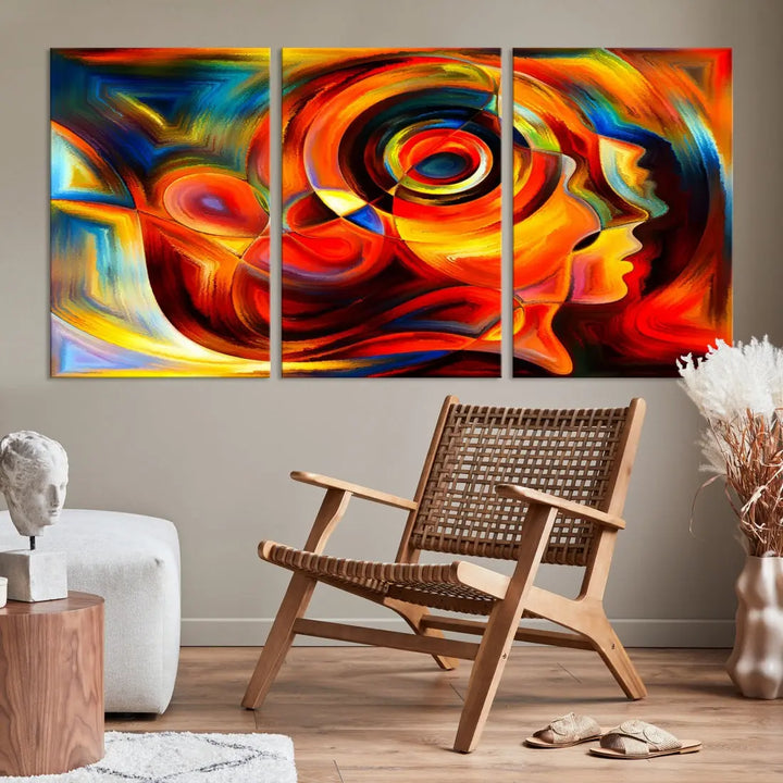 Colorful Abstract Faces Contemporary Wall Art Canvas Print