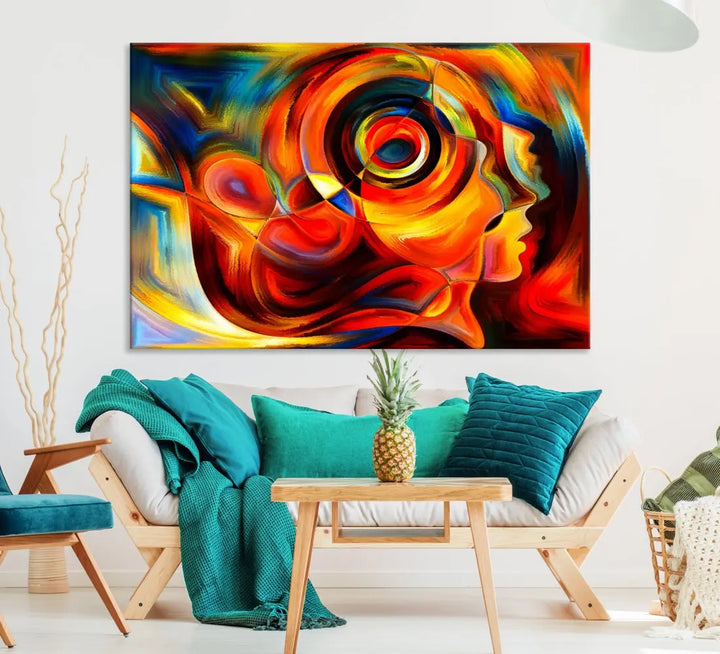 Colorful Abstract Faces Contemporary Wall Art Canvas Print