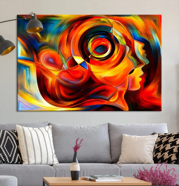 Colorful Abstract Faces Contemporary Wall Art Canvas Print