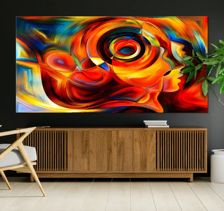 Colorful Abstract Faces Contemporary Wall Art Canvas Print