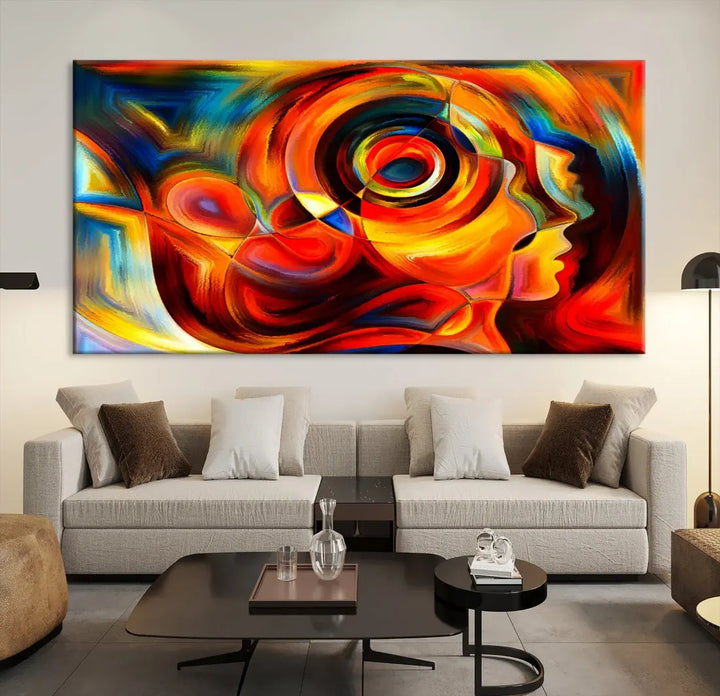 Colorful Abstract Faces Contemporary Wall Art Canvas Print