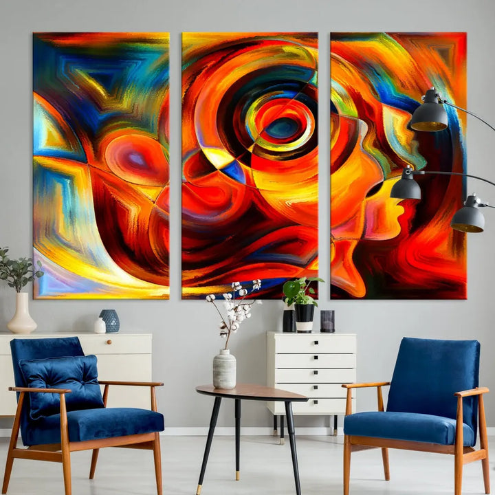 Colorful Abstract Faces Contemporary Wall Art Canvas Print