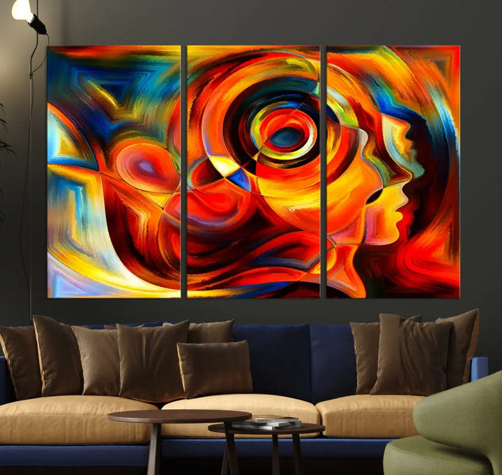 Colorful Abstract Faces Contemporary Wall Art Canvas Print